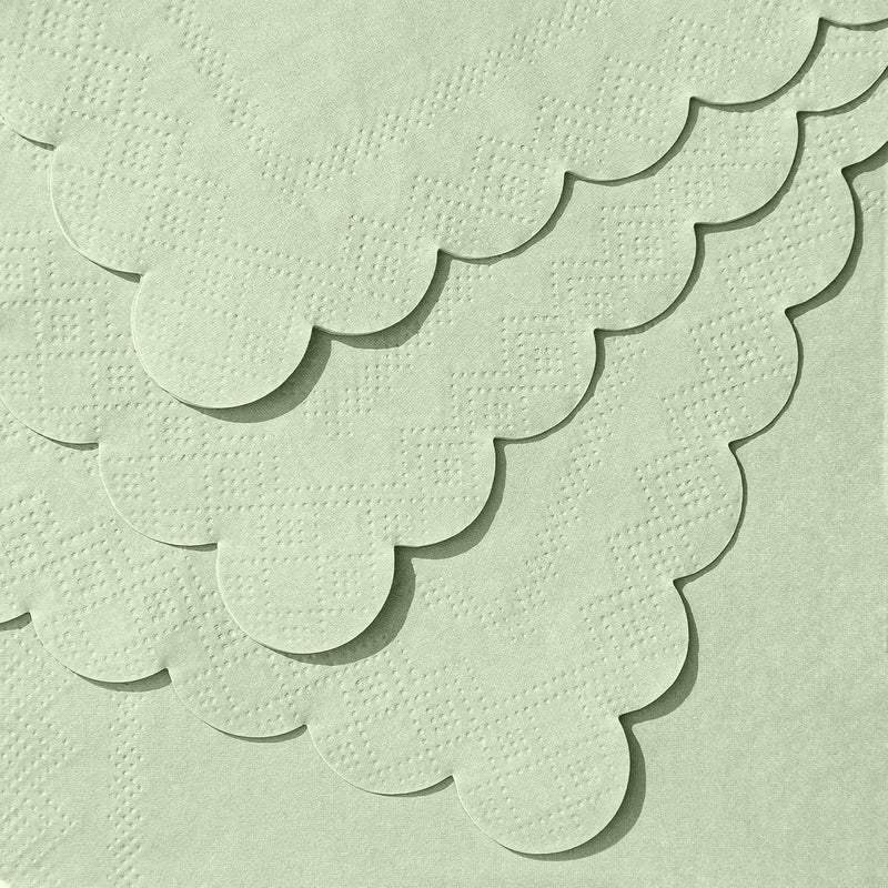 NatNarr 120 Pcs Cocktail Napkins Sage Green Napkins Disposable Dessert Beverage Napkin Scalloped Paper Napkin for Wedding, Bridal Baby Shower, Birthday, 5 x 5 Inch - Image 3